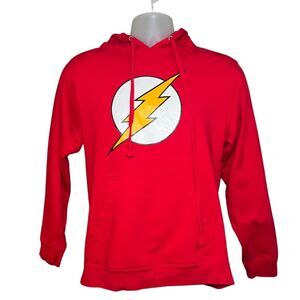 DC COMICS The Flash Logo Graphic Long Sleeve Hooded Sweatshirt Size Small